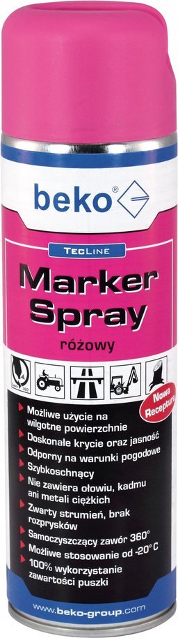 Farba do znakowania Beko Marker Spray 500 ml różowa