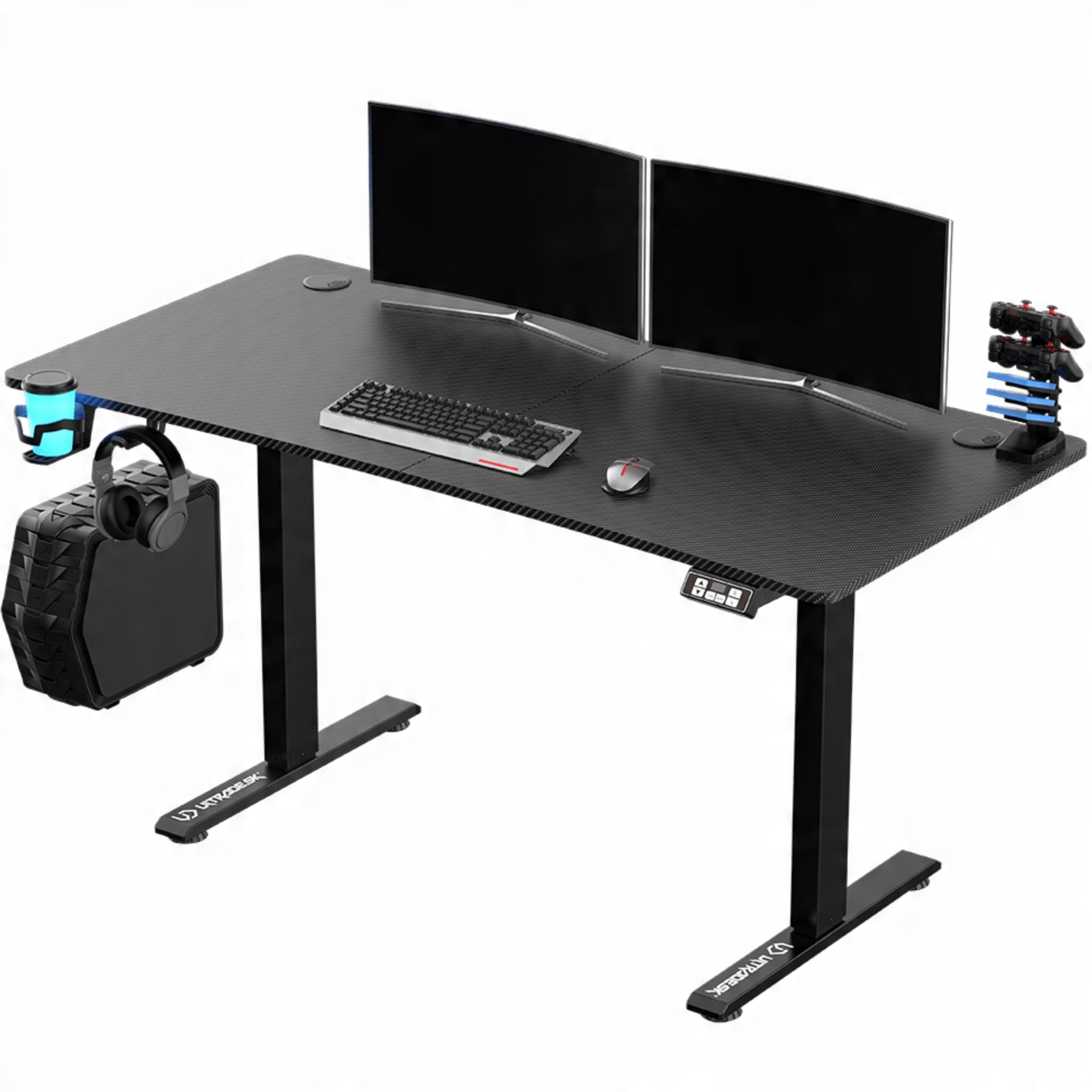 ULTRADESK Biurko dla gracza LEVEL V2, 140x68cm, 72-117cm, elektycznie regulowany, bez podk�adki