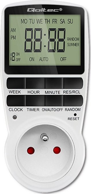 Qoltec Elektroniczny programator czasowy PC0628 | 3680W | 16A | LCD
