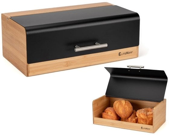 CHLEBAK BAMBUSOWY POJEMNIK NA PIECZYWO E-6067 CZARNY