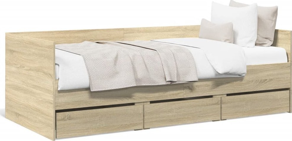vidaXL Łóżko dzienne z szufladami, dąb sonoma, 100x200 cm