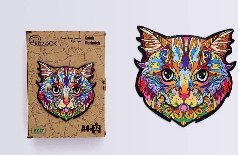 PuzzleOK Puzzle drewniane eko 22 Kotek Murkotek A4