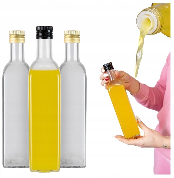 50x Butelki MARASCA BEZBARWNA 500 ml Z DOZOWNIKIEM na oliwę ocet syrop 0,5l