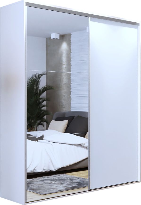 Elior Biała przesuwna szafa z lustrem 200 cm - Savona 3X