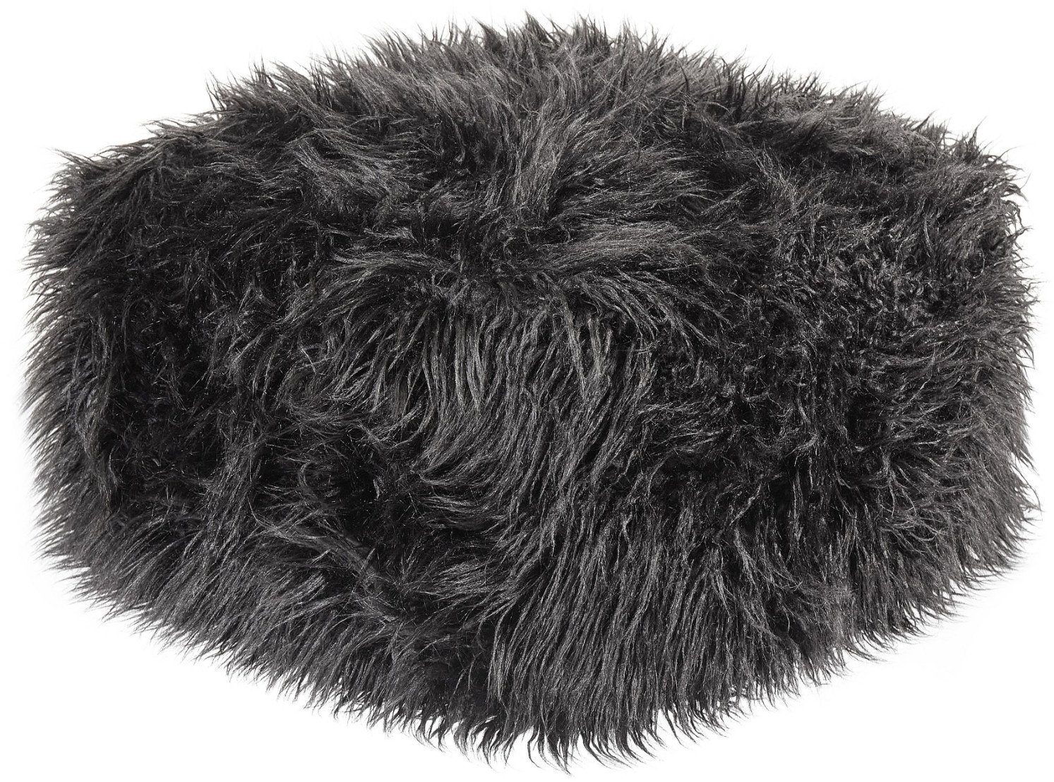 Beliani Puf futrzany 50 x 50 x 30 cm czarny MUKKI