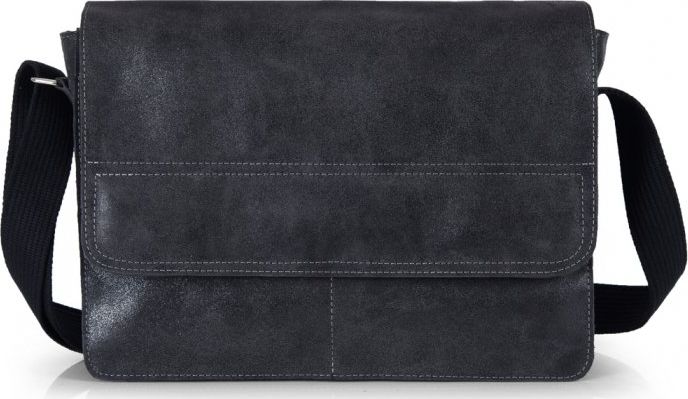 Solome GRAFITOWA SKÓRZANA TORBA LISTONOSZKA NA RAMIĘ SOLOME BLACKROCK