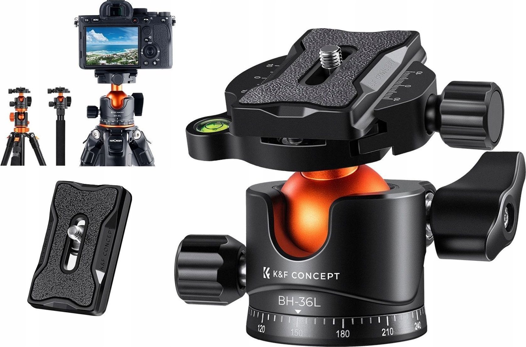 Głowica Kf Głowica Kulowa PANORAMICZNA 3D 16kg Aluminium Arca Swiss / K&F CONCEPT / BH-36L