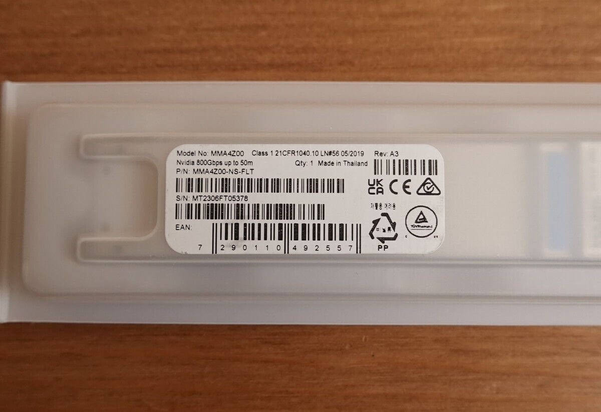 Moduł SFP NVIDIA NVIDIA - OSFP Empfangermodul - 800 Gigabit Ethernet - 2 Anschlusse - MPO-12/APC Mehrfach-Modus - bis zu 50 km - 850 nm