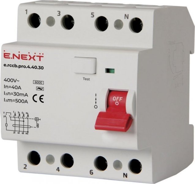 E.NEXT WYÅÄCZNIK RÃÅ»NICOWOPRÄDOWY RCCB.PRO 4P 40A 30MA