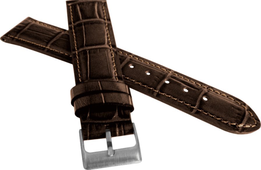 Lavvu LAVVU Brązowy szyty pasek CROCO z luksusowej skóry Top Grain - 20