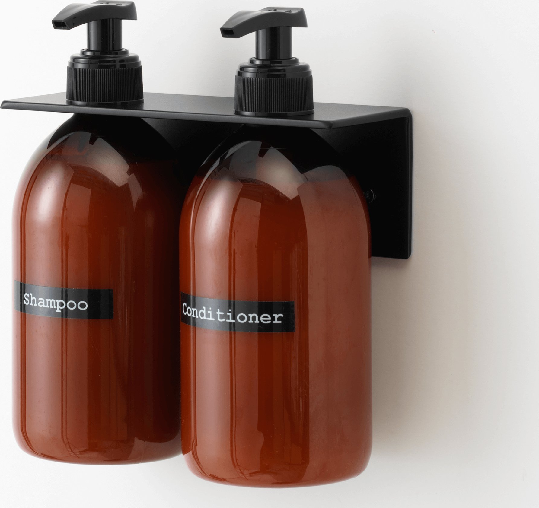 Dozownik do mydła NAGA Uchwyt na mydło na ścianę czarny - do 2 butelek