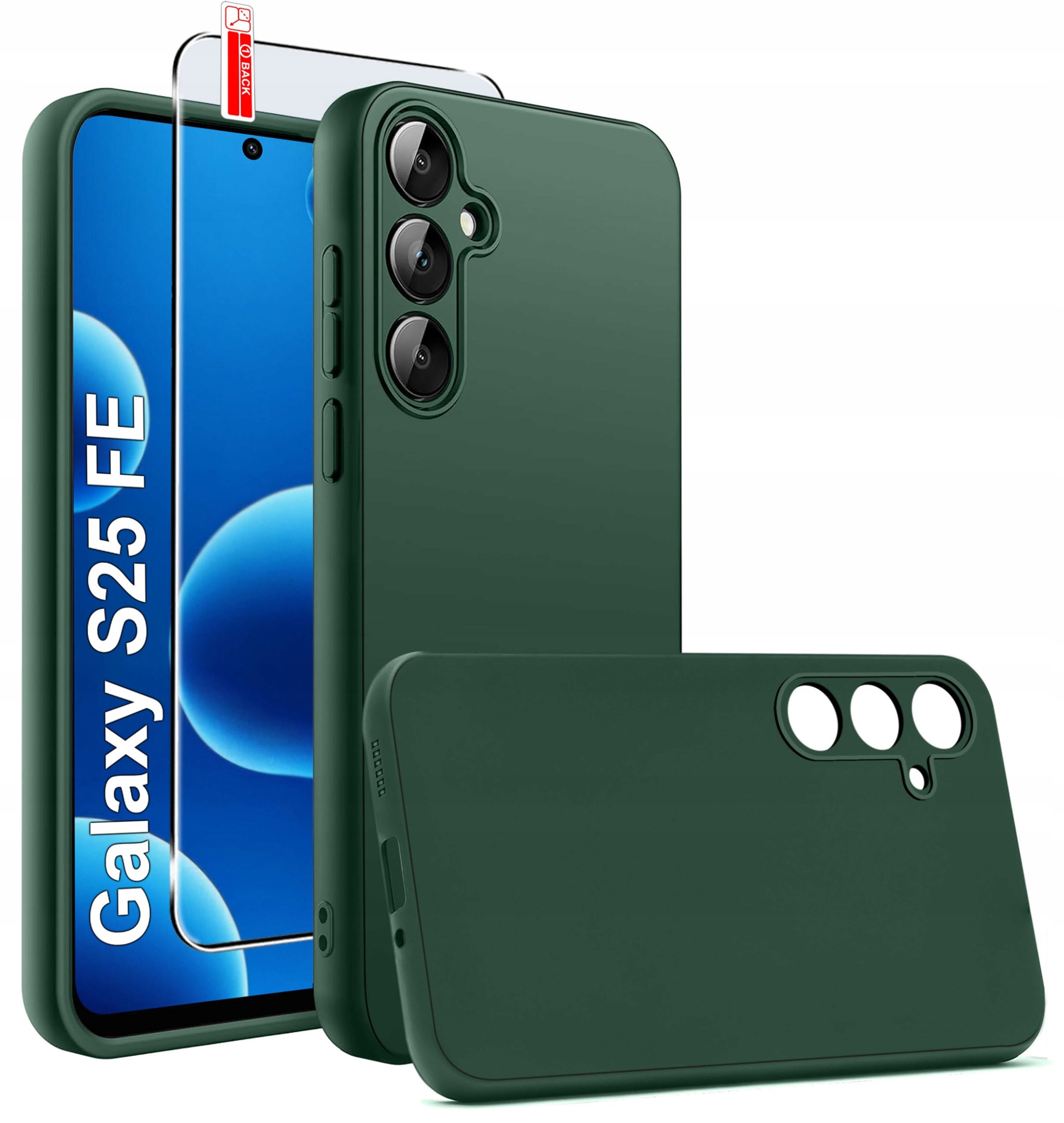 Etui Zielone Matowe Silikon Slim do Samsung S25 FE + SZKŁO 9H
