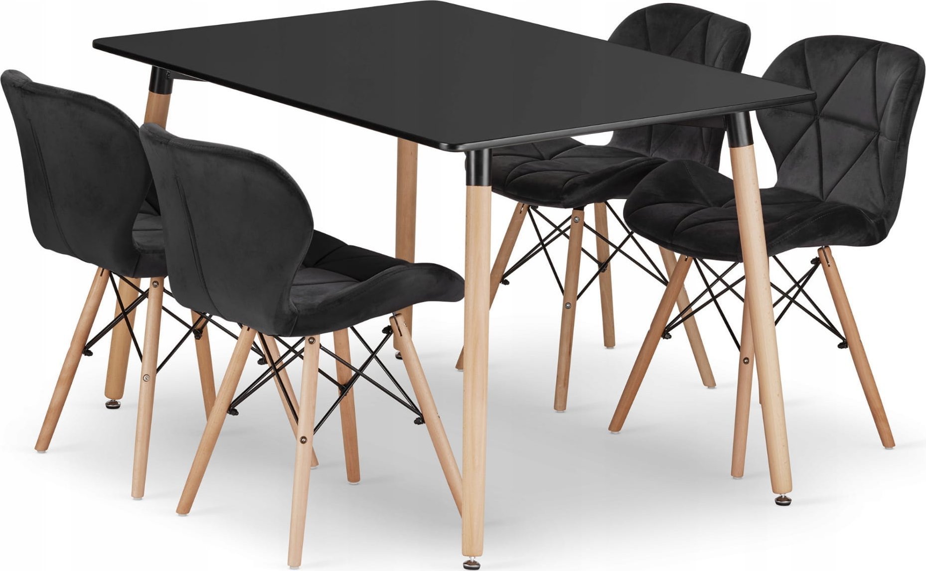 Leobert Zestaw stół prostokątny ADRIA 120x80 czarny + 4 krzesła LAGO czarne