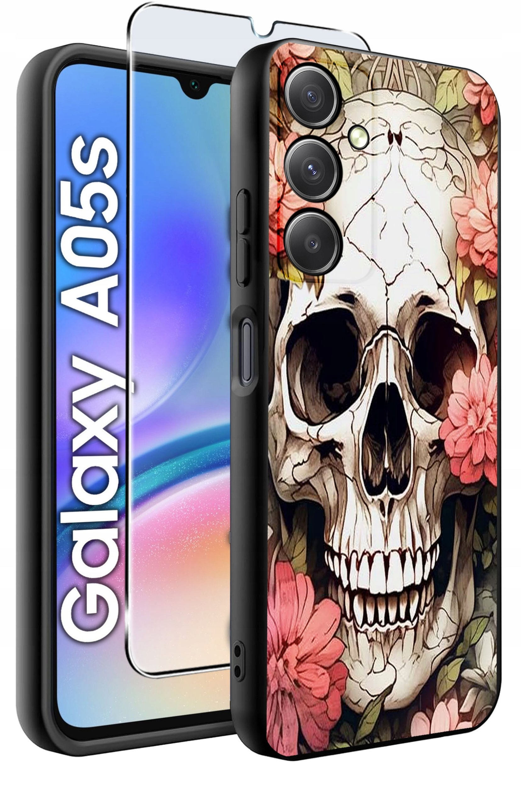 ETUI do Samsung A05s WZORY | SILIKONOWE MATT CASE + SZKŁO 9H