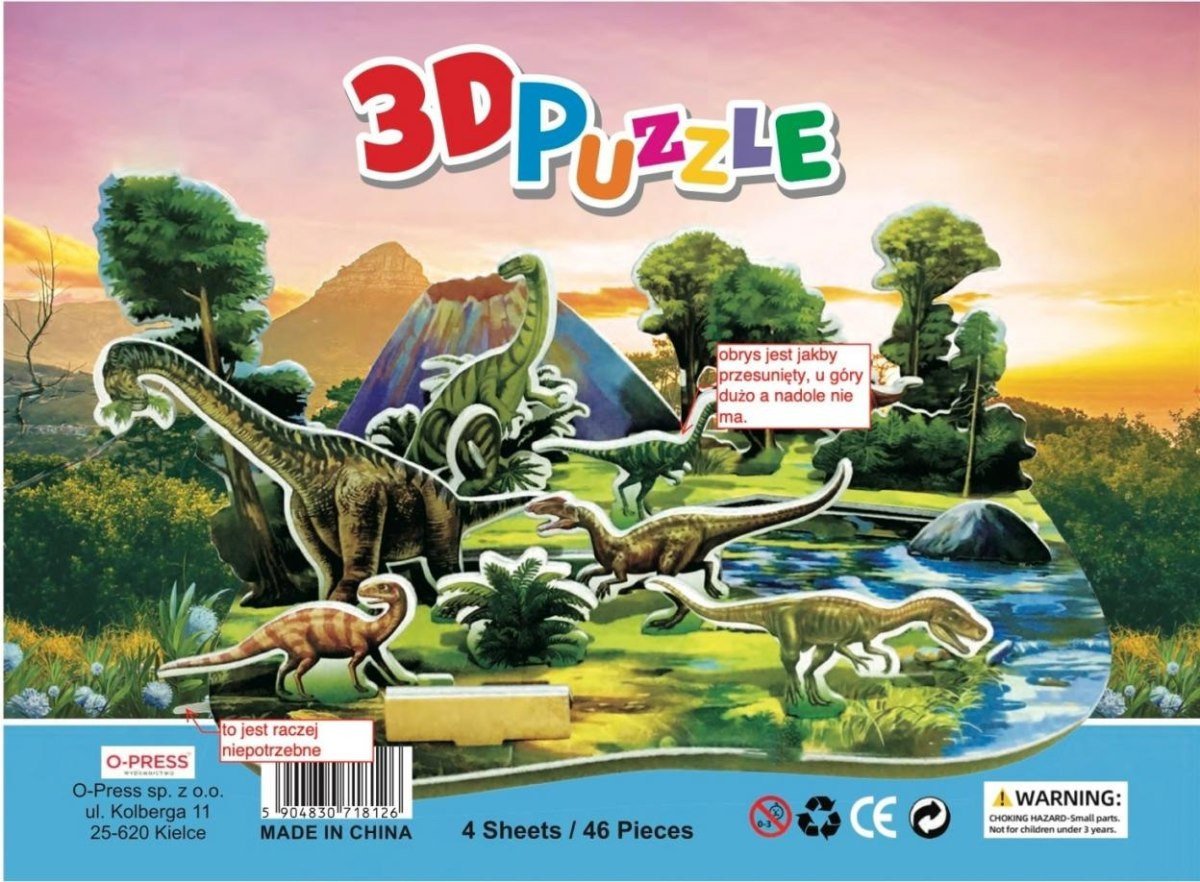 Puzzle 3D 46 Dinozaury