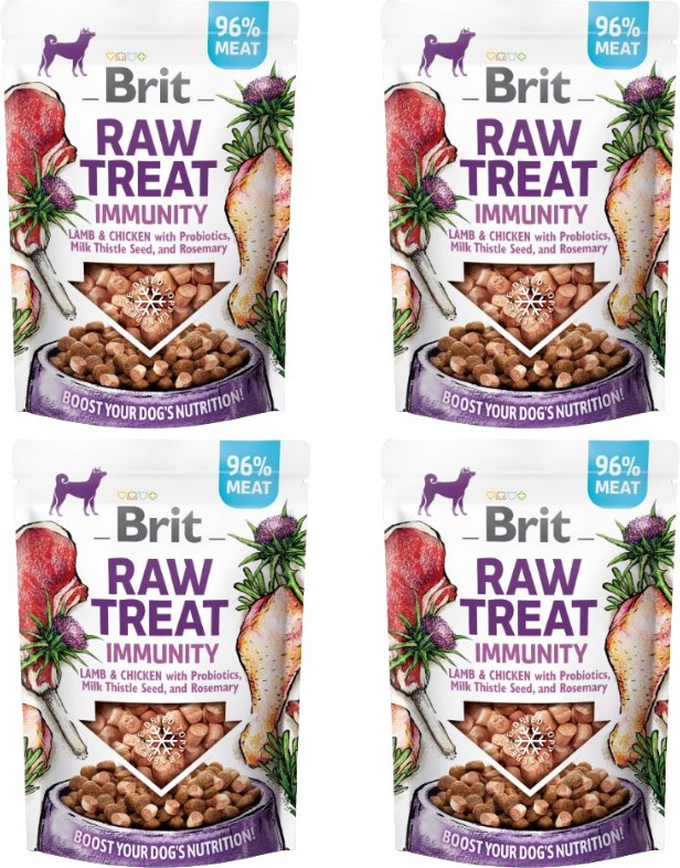 BRIT CARE Dog Raw Treat Immunity Lamb & Chicken with Probiotics, Milk Thistle Seed and Rosemary 4x40g