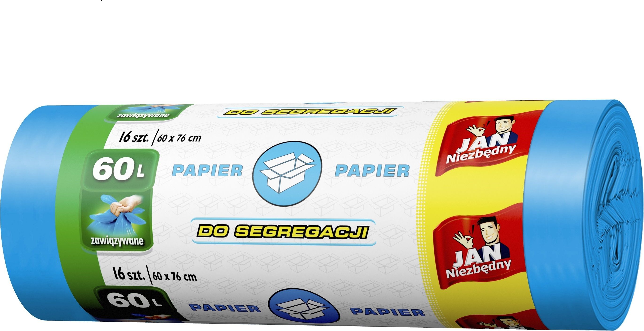 JAN Niezbędny Sarantis Jan Niezbędny Worki do segregacji śmieci niebieskie - papier 60L 1op.-16szt
