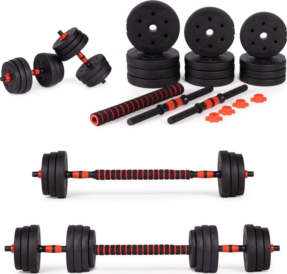 ModernHome Hantle regulowane 2x 10kg sztanga zestaw 20kg gryf