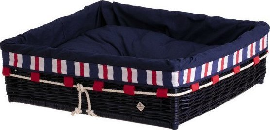 WickerPL Bran Wiklinowe prostokątne legowisko dla psa z poduszką 60x50 H 18 cm