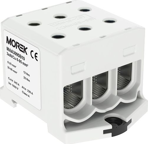 MOREK Złączka szynowa 6-95mm2 szara 6 otwor AL/CU 1000V TH35 1P MAA3095A10 Morek 4313