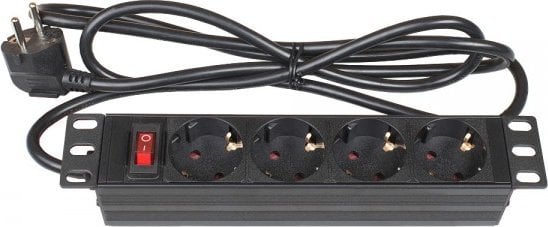 Kabel zasilający Alcasa Alcasa GC-N0103 rozdzielacz zasilania PDU 4 x gniazdo sieciowe 1U Czarny