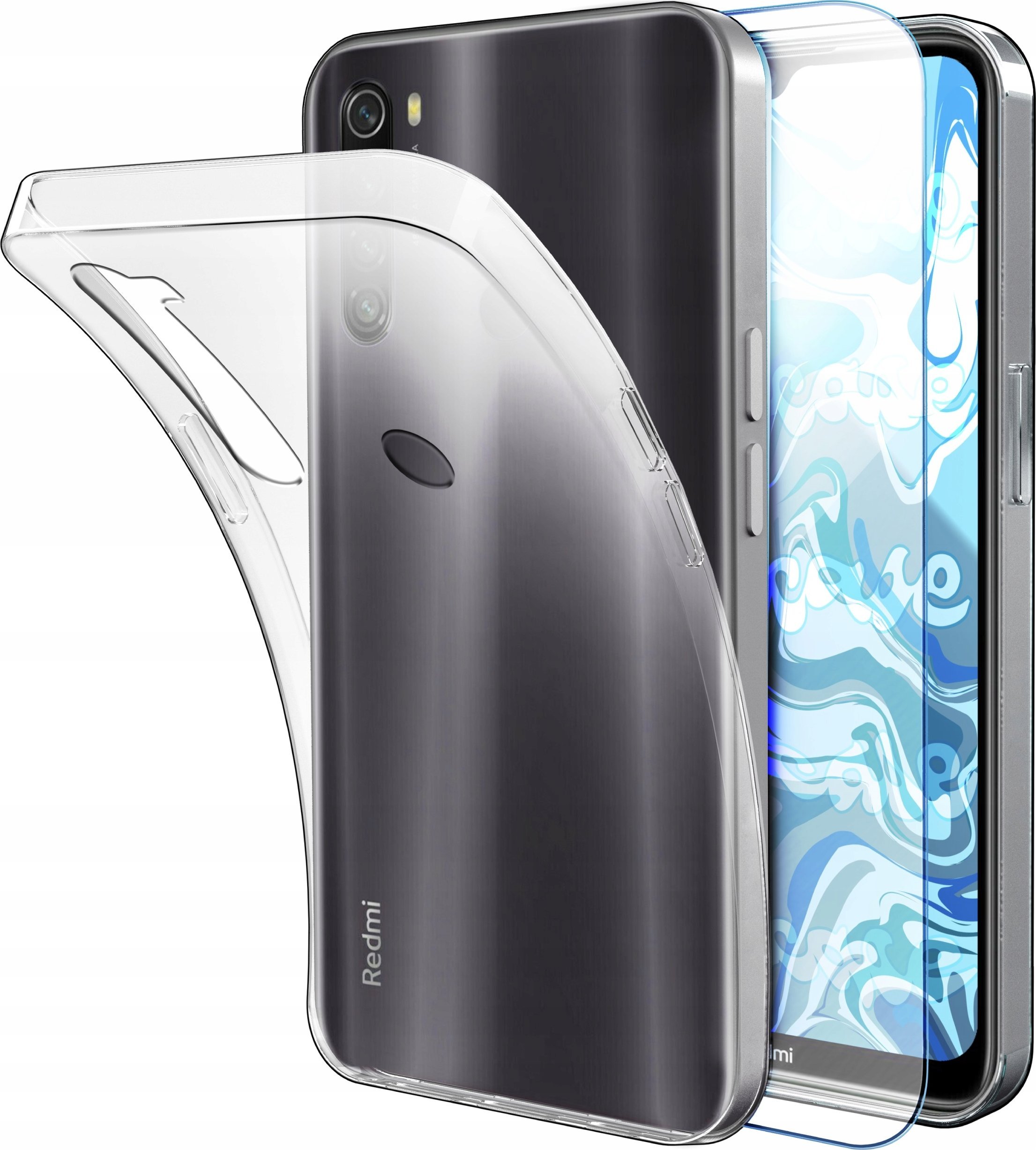 Hello Case Etui Do Xiaomi Redmi Note 8T (Przezroczyste, Silikonowe, Ochronne) Szkło