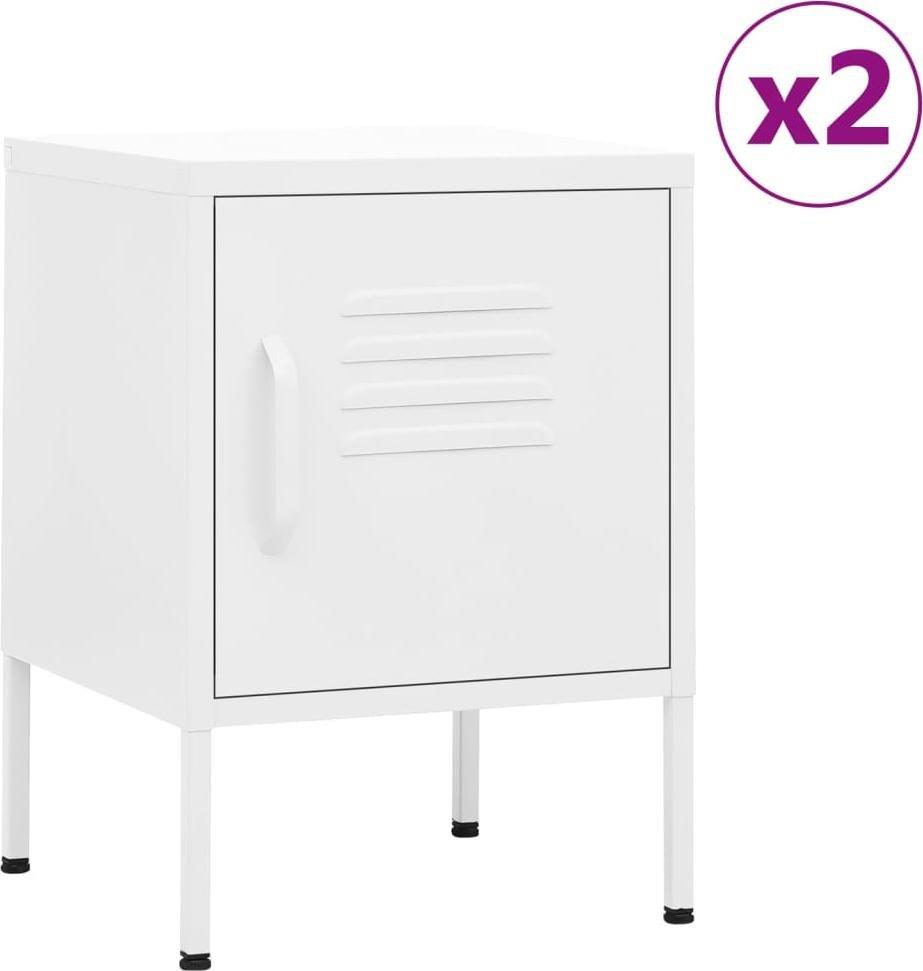 vidaXL Szafki nocne, 2 szt., białe, 35x35x51 cm, stalowe