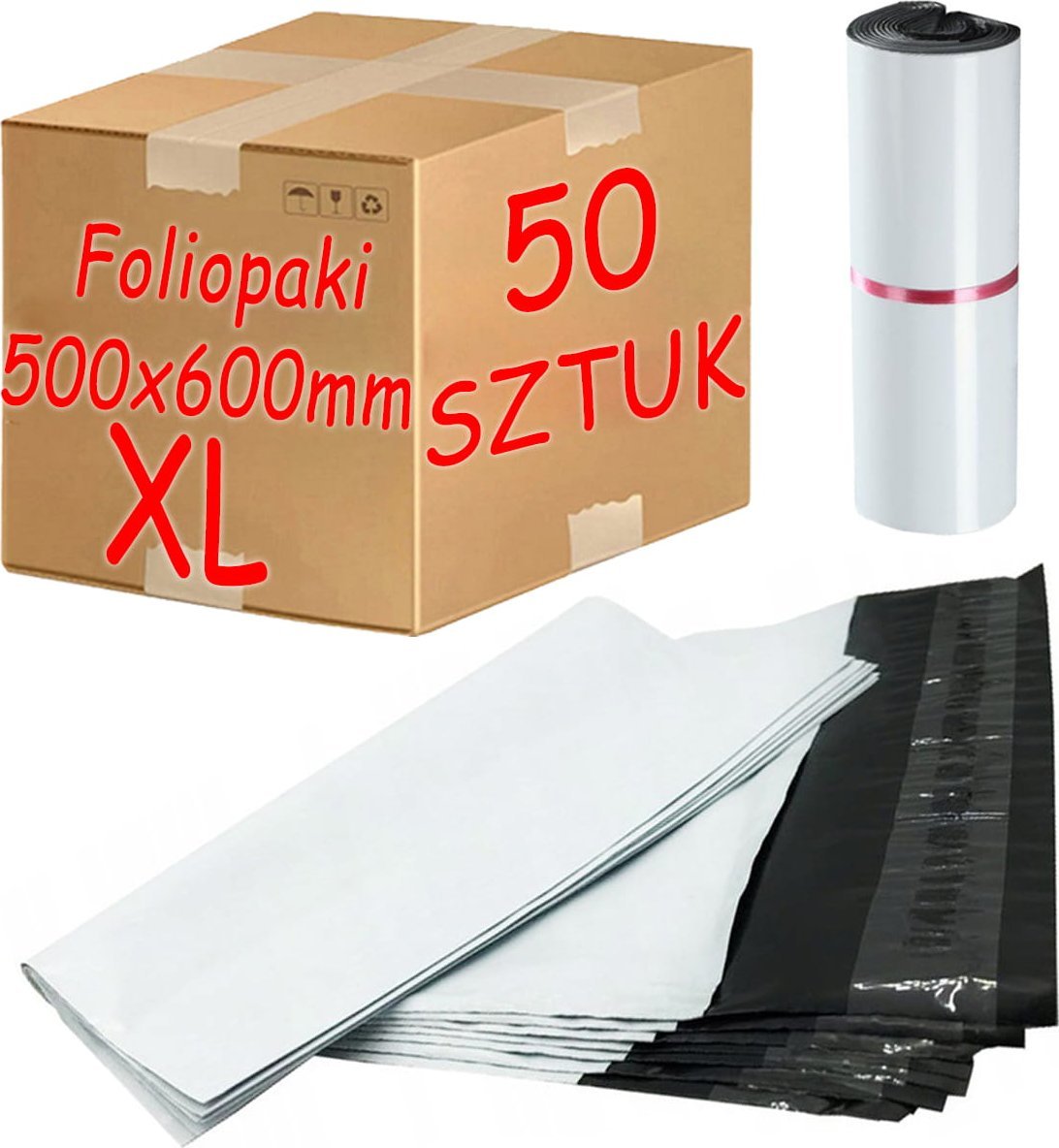 Pako Foliopaki Kurierskie Białe XL 500x600mm - 50 szt.