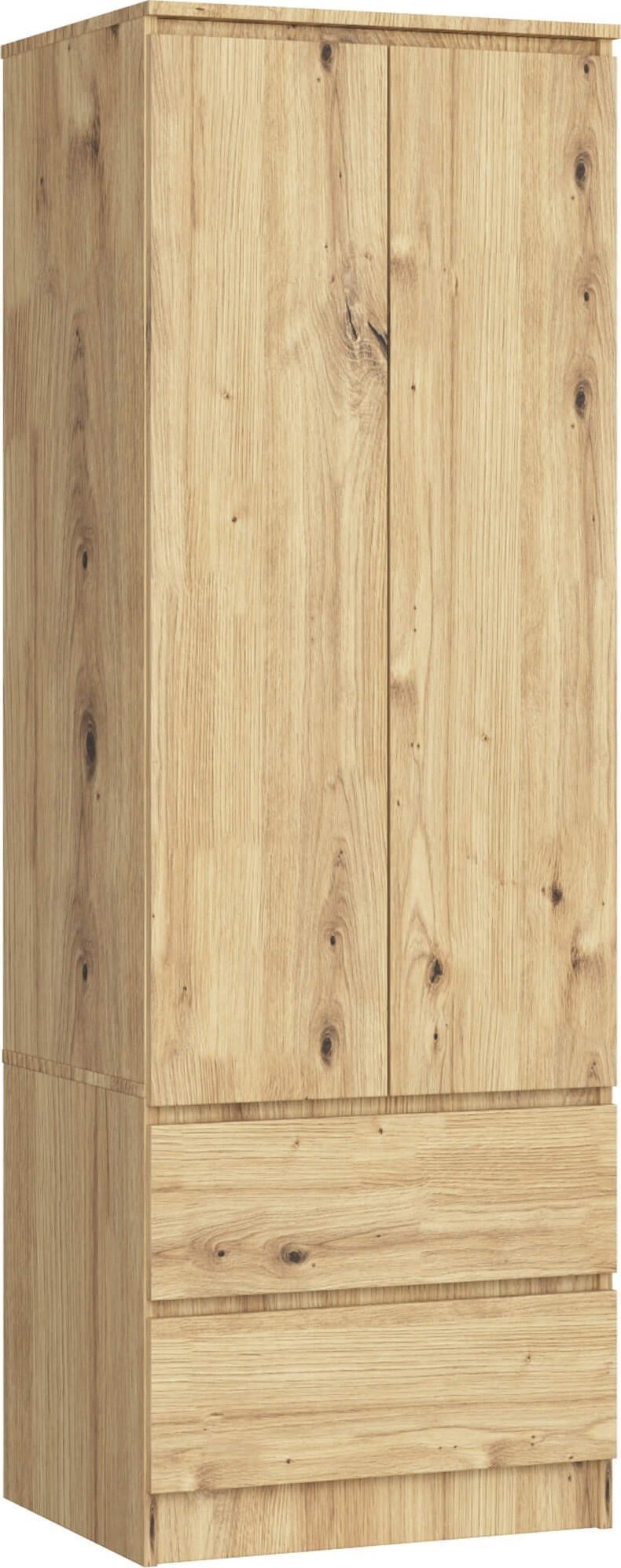 Fabryka Mebli Akord Szafa do sypialni STAR S 60 cm 2 drzwi 2 szuflady - dąb artisan