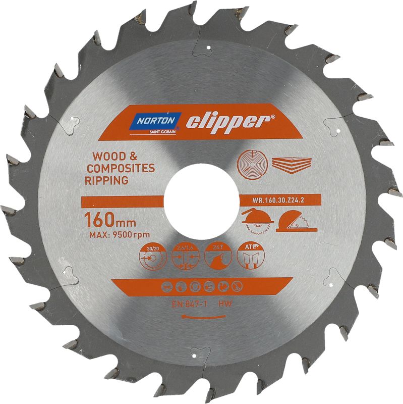 Norton Clipper NORTON PIŁA TARCZOWA 160mm x 30mm x 24z DREWNO I KOMPOZYTY ATB (2,6 / 1,6) N70184608043
