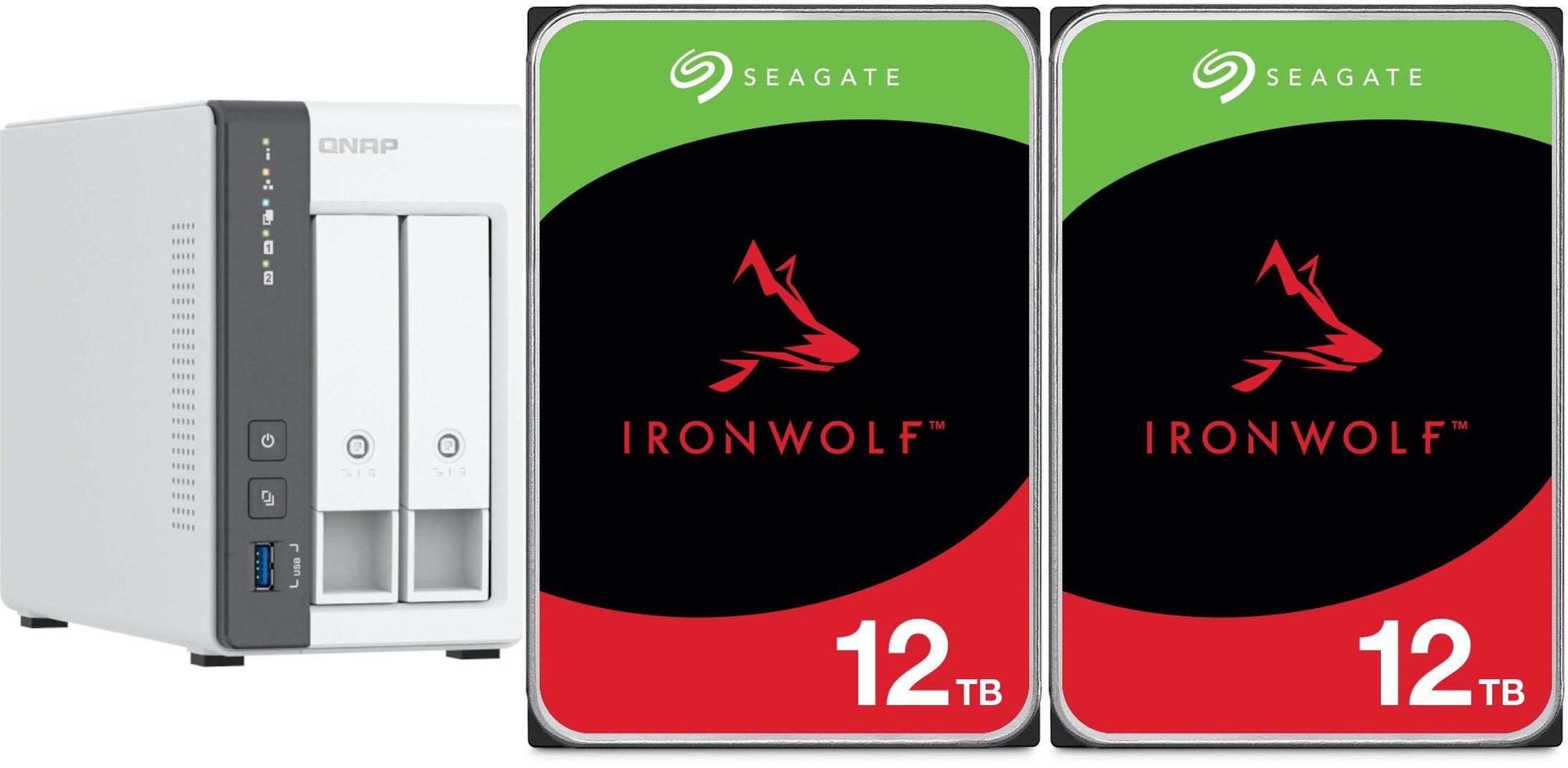 Serwer plików Qnap TS-216G + 2x Seagate IronWolf 12TB (ST12000VN0008)