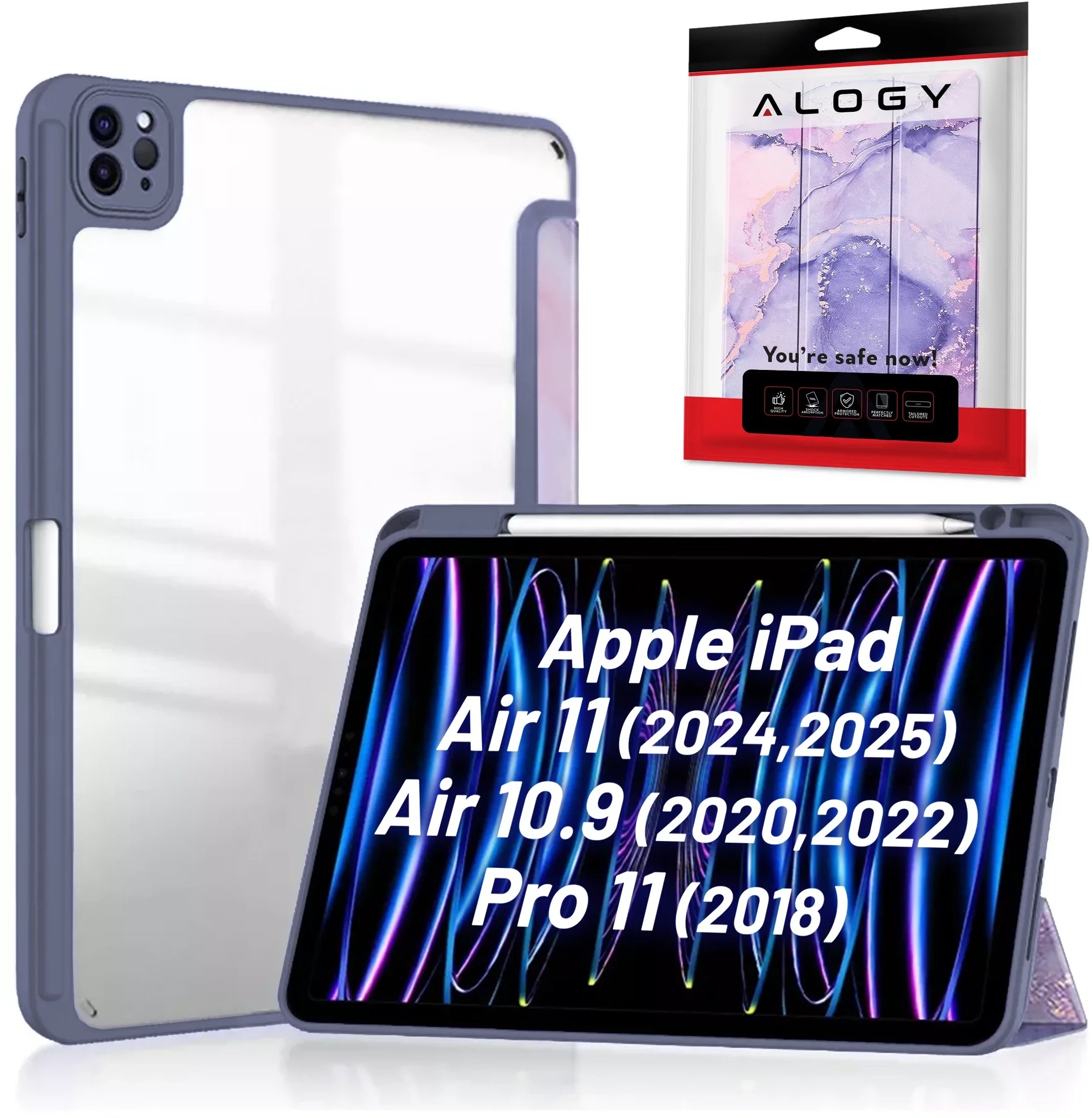 Etui na tablet Alogy Etui hybrydowe z miejscem na rysik do Apple iPad Air 11" (2024,2025) / Air 10.9" (2020,2022) / Pro 11 (2018) Hybrid Book Cover Ca