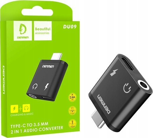 Adapter USB Vega ADAPTER HF TYP-C DENMEN CZARNY AUDIO JACK + ZASILANIE DU09>