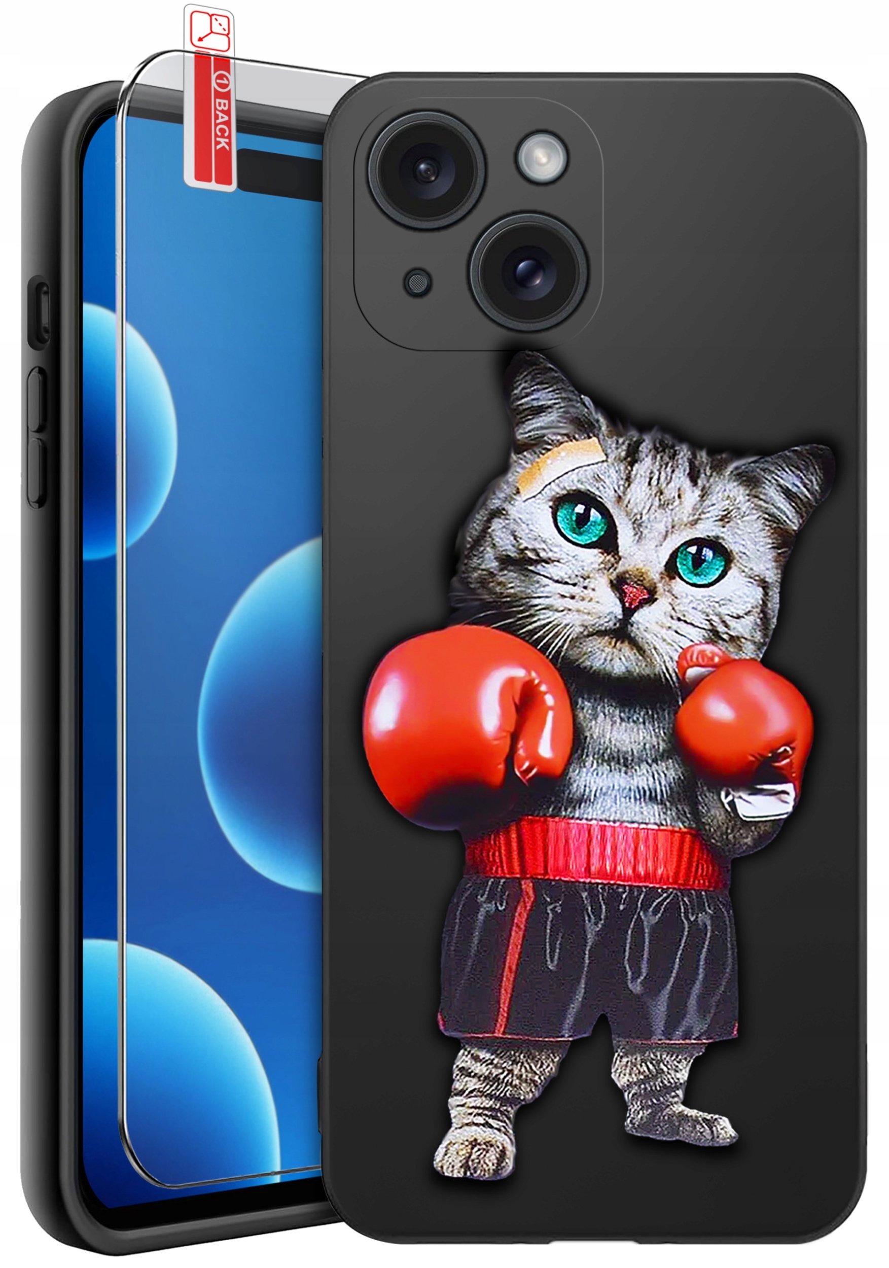 ETUI do iPhone 15 | WZORY | SILIKONOWE MATT CASE + SZKŁO 9H