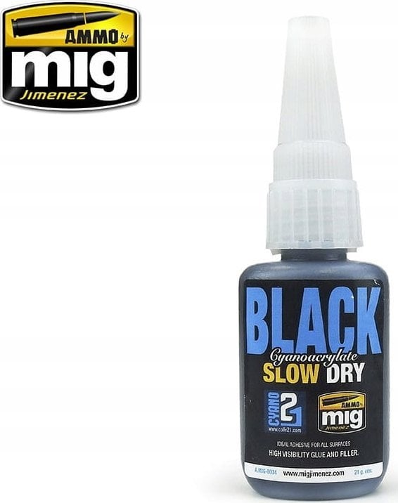 Vallejo Ammo: Black Slow Dry Cyanoacrylate (21 g)