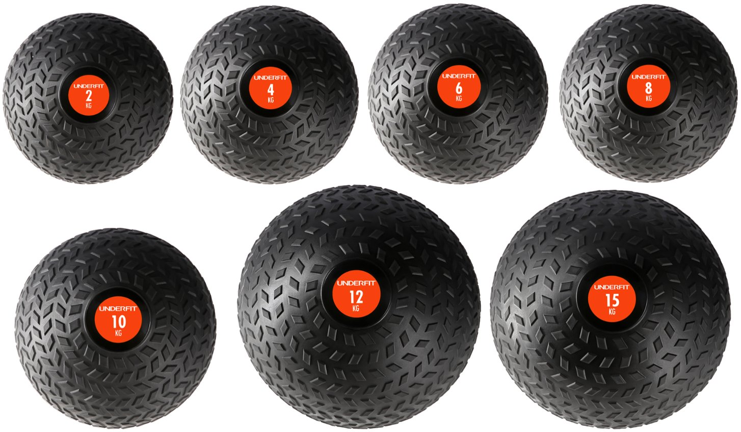 Zestaw piłek lekarskich Slam Ball UNDERFIT 2-15 kg (57 kg) do rzucania fitness