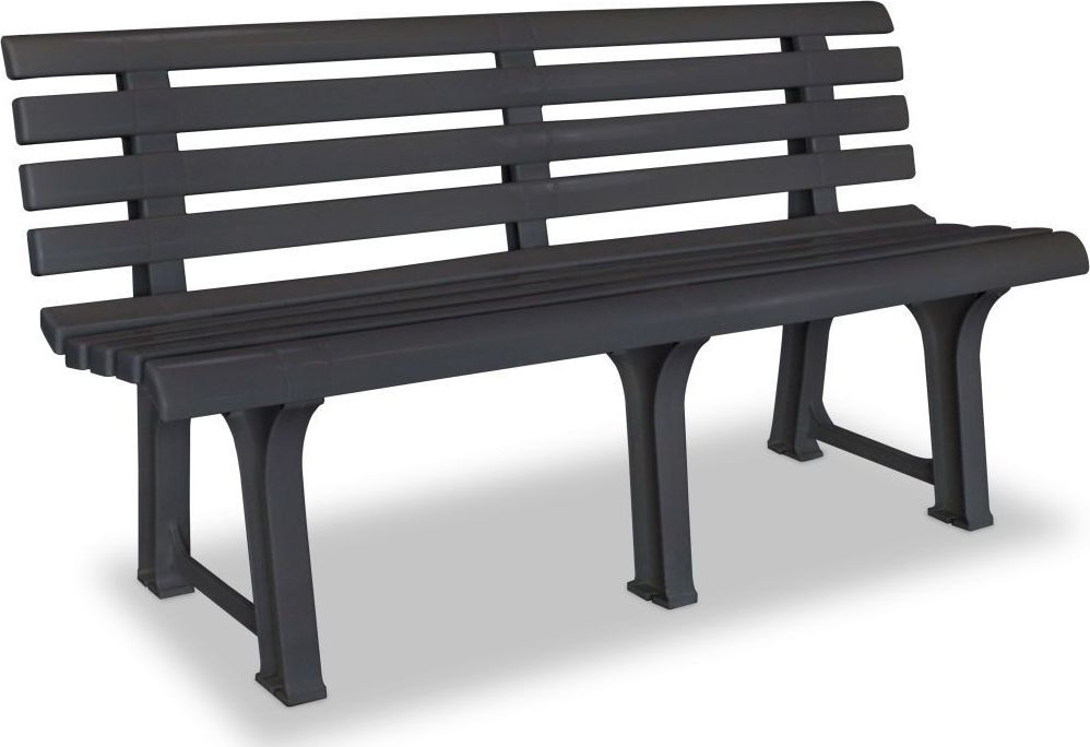 vidaXL ławka ogrodowa, 145,5 cm, plastik, antracytowa (43585)
