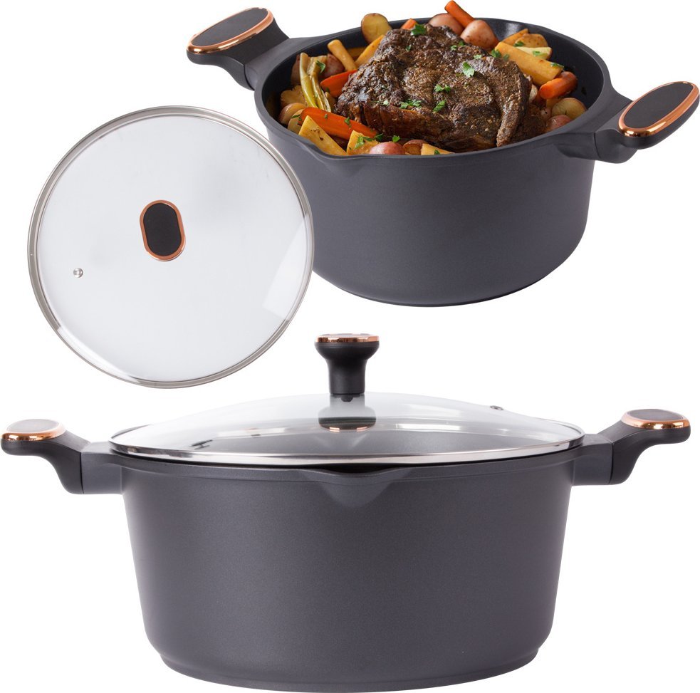 Garnek rondel głęboki z pokrywką indukcja gaz powłoka non stick 7l Garnek rondel głęboki z pokrywką indukcja gaz powłoka non stick 7l
