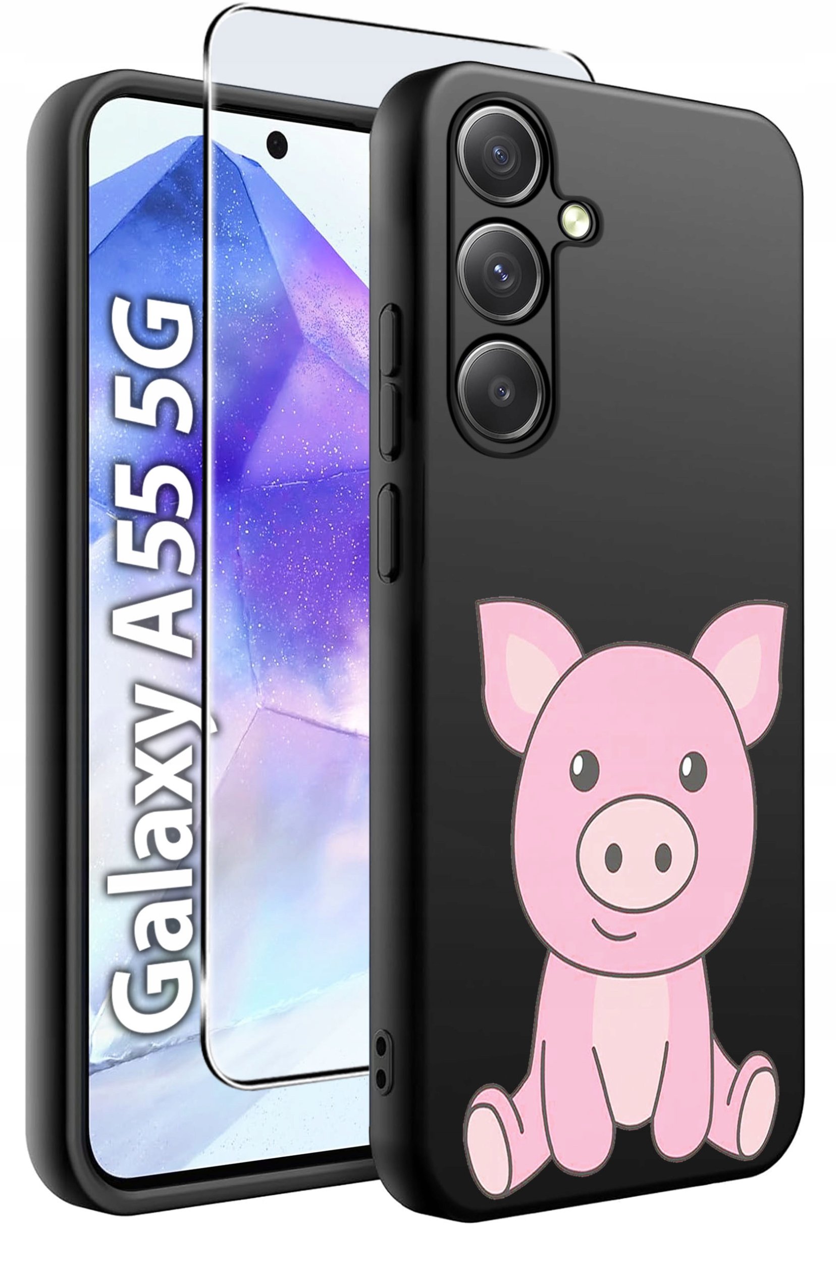 ETUI do Samsung A55 5G WZORY | SILIKONOWE MATT CASE + SZKŁO HARTOWANE 9H