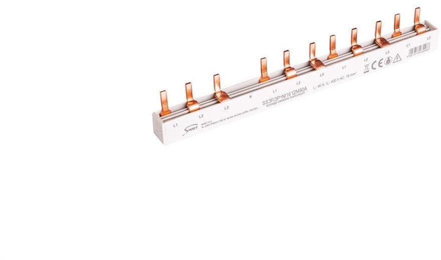 Szyna prądowa łączeniowa - sztyftowa 3-fazowa 80A 12 modułów 16 mm2 - pod zabezp. różnicowo-prądowe 81998206