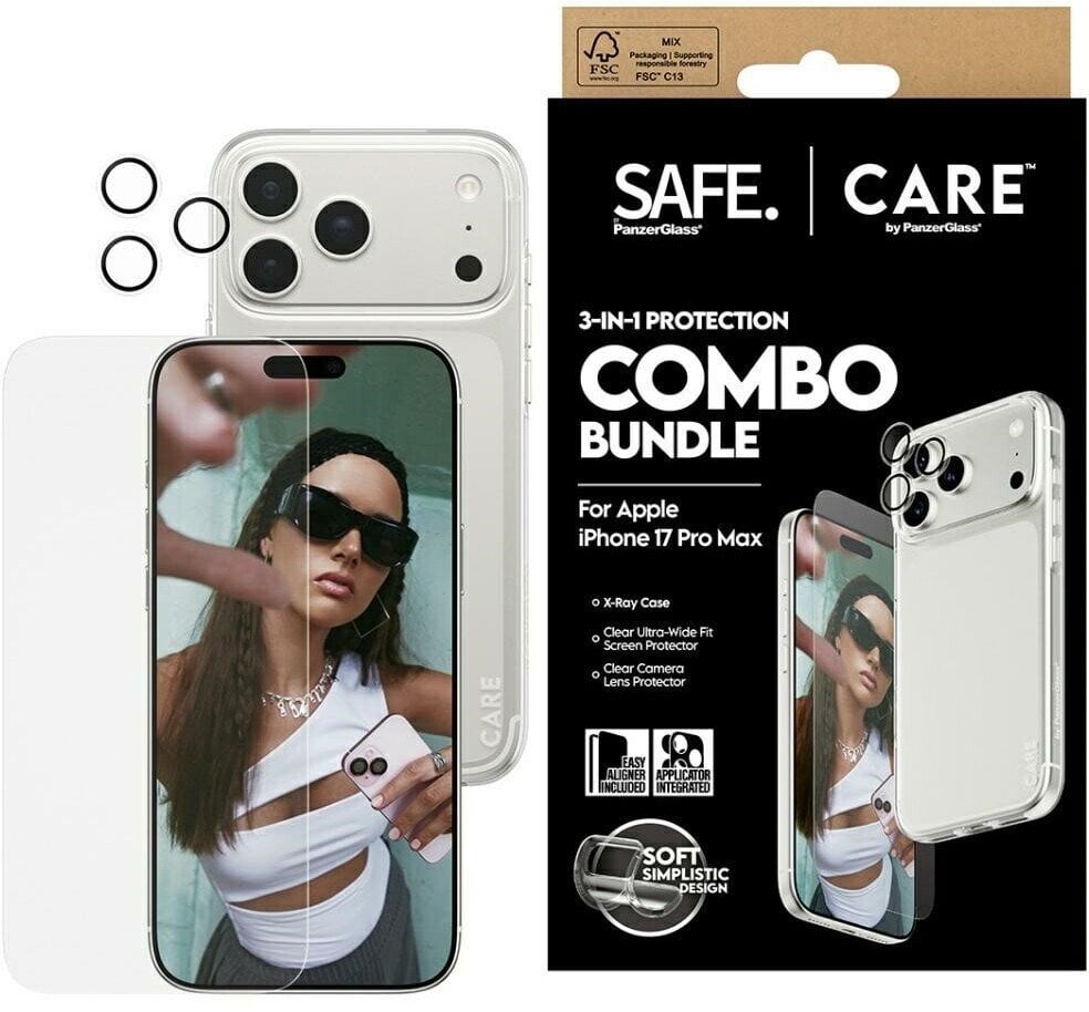 CARE by PanzerGlass Fashionable Combo 3in1 Case + Glass + Lens for iPhone 17 Pro Max
