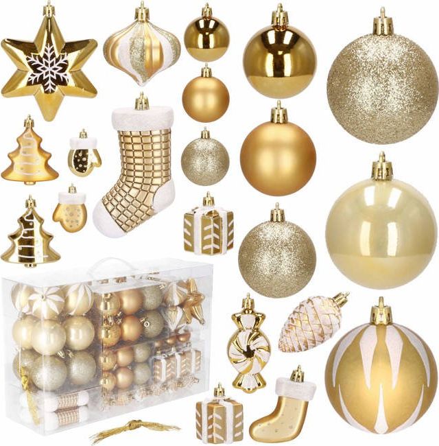 Springos Bombki choinkowe 77 szt. ozdoby świąteczne złoty UNIWERSALNY