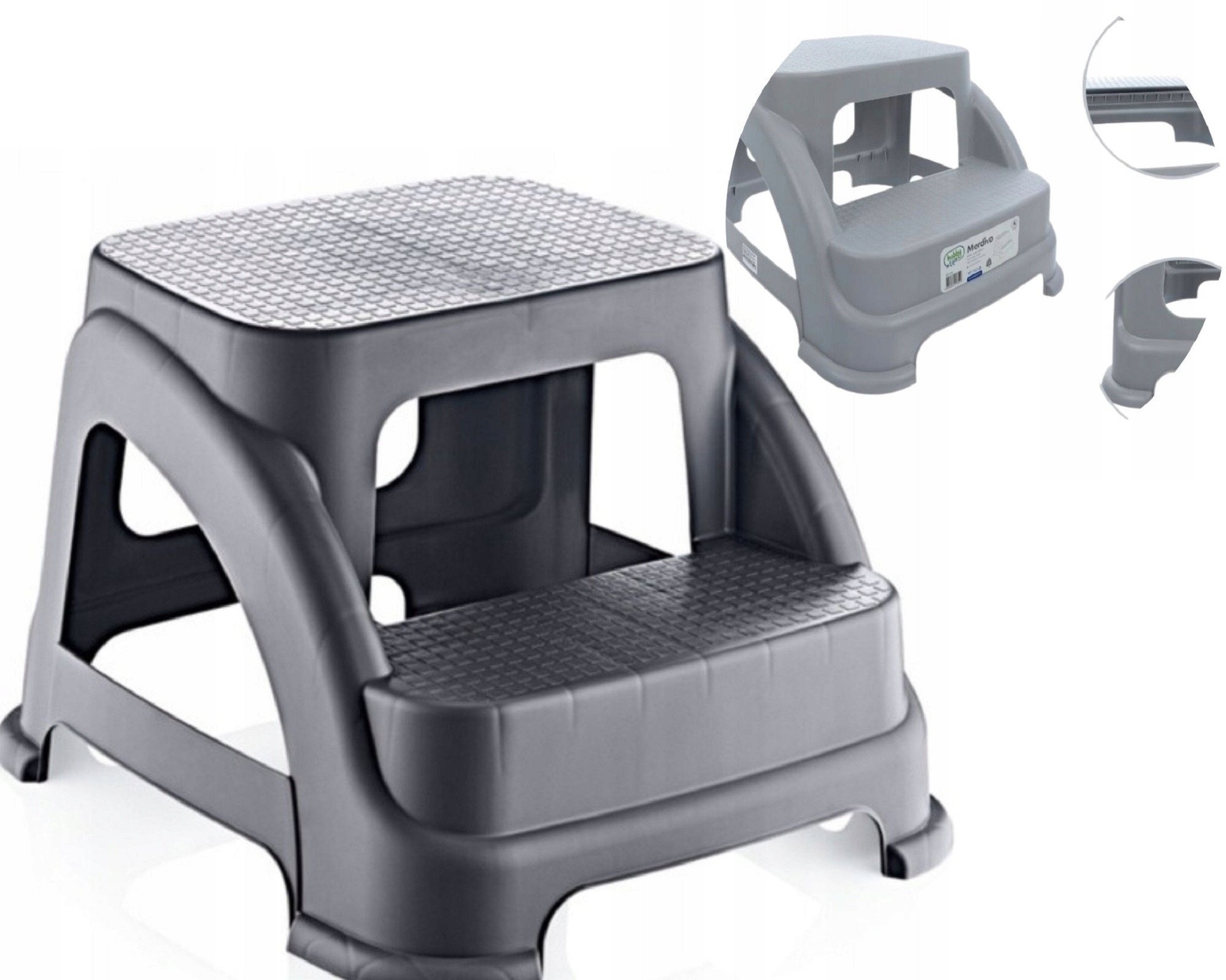 HOB081398 PODEST DWUSTOPNIOWY ANTYPOŚLIZGOWY SCHODKI DZIECI SENIOR 120kg POD PRYSZNIC