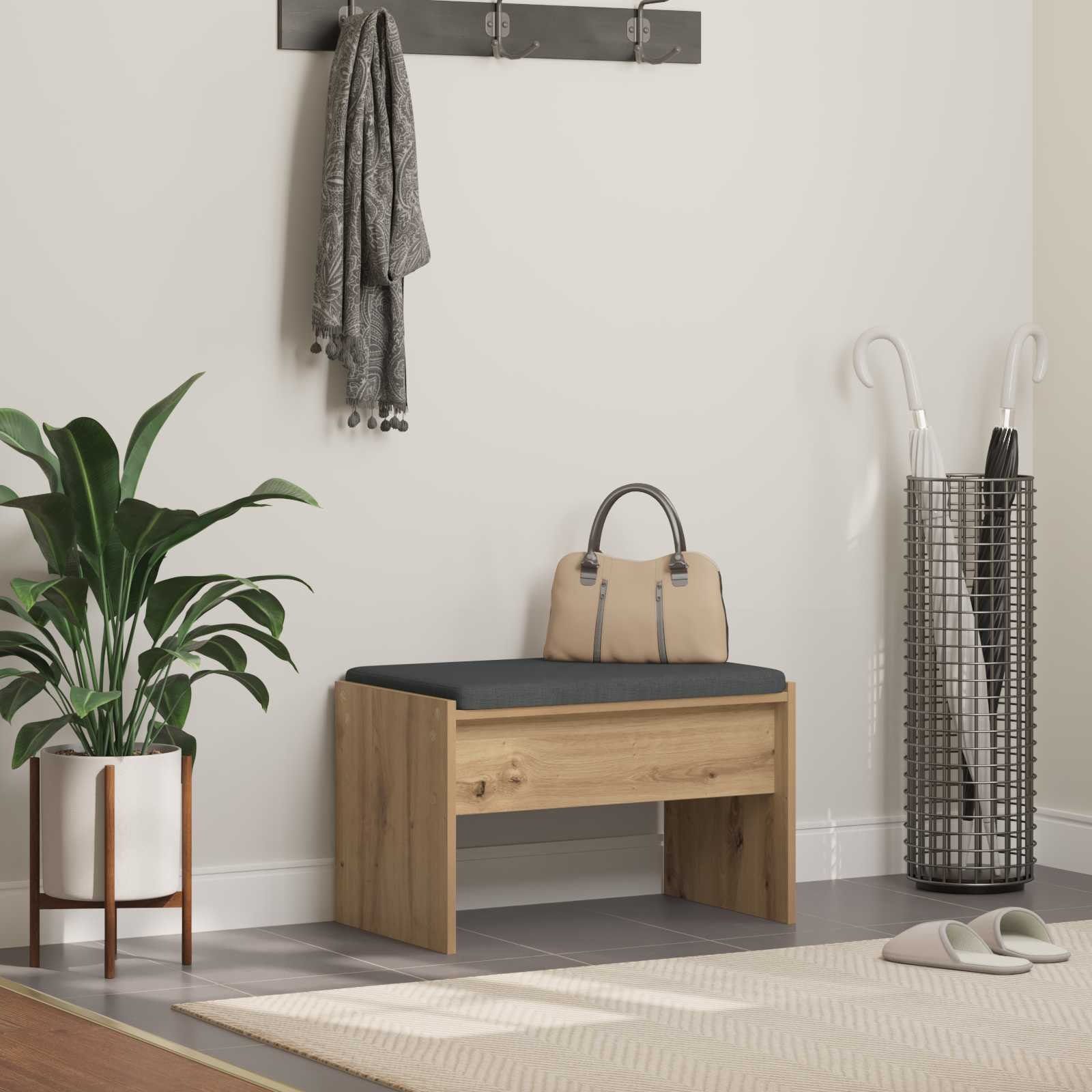 vidaXL Ławka w przedpokoju Dąb rzemieślniczy 63 x 38 x 40 cm