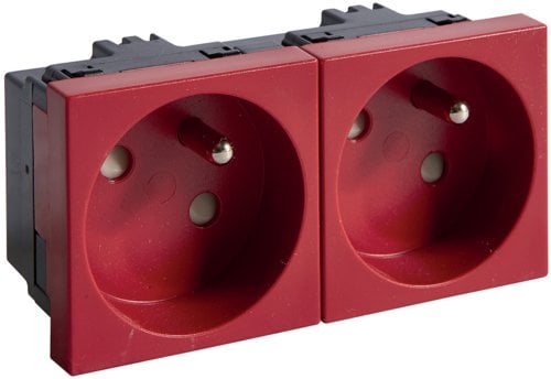 Hager tehalit.GB-EG Gniazdo z/u 33st. podwójne 45x45mm czerwone EER2333020