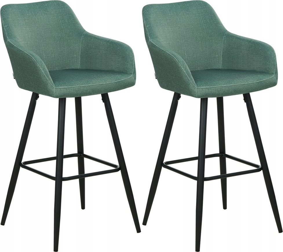 Beliani Welur Krzesło barowe Zestaw 2 Ciemnozielony CASMALIA