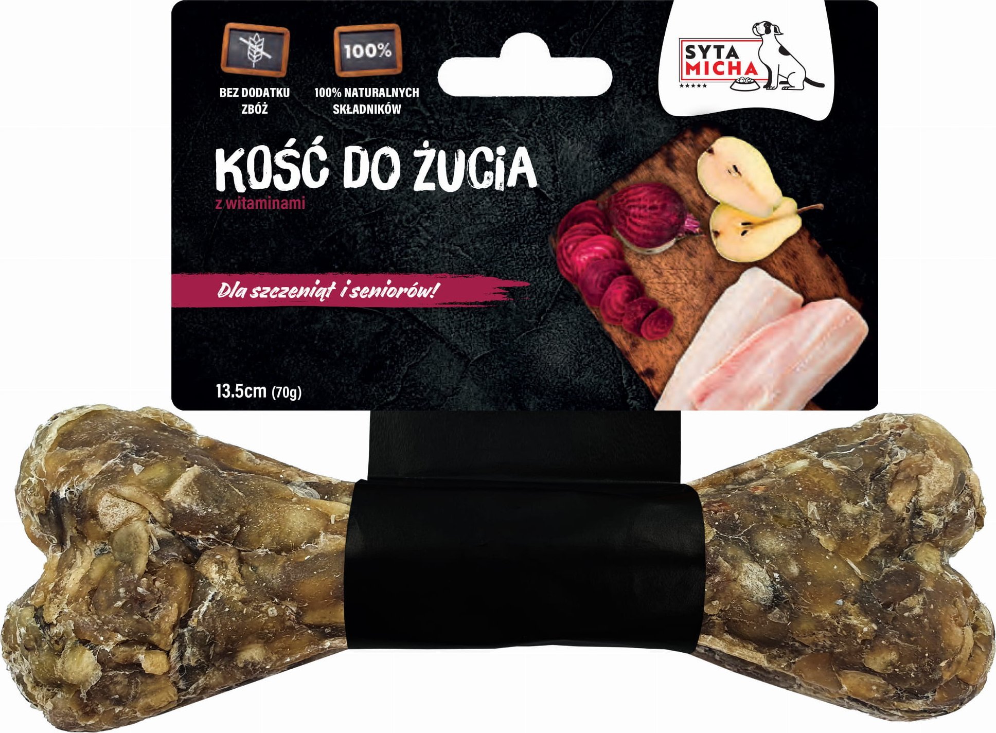 Syta Micha SYTA MICHA Kość do żucia dla szczeniąt i seniorów z burakiem i gruszką 13,5cm