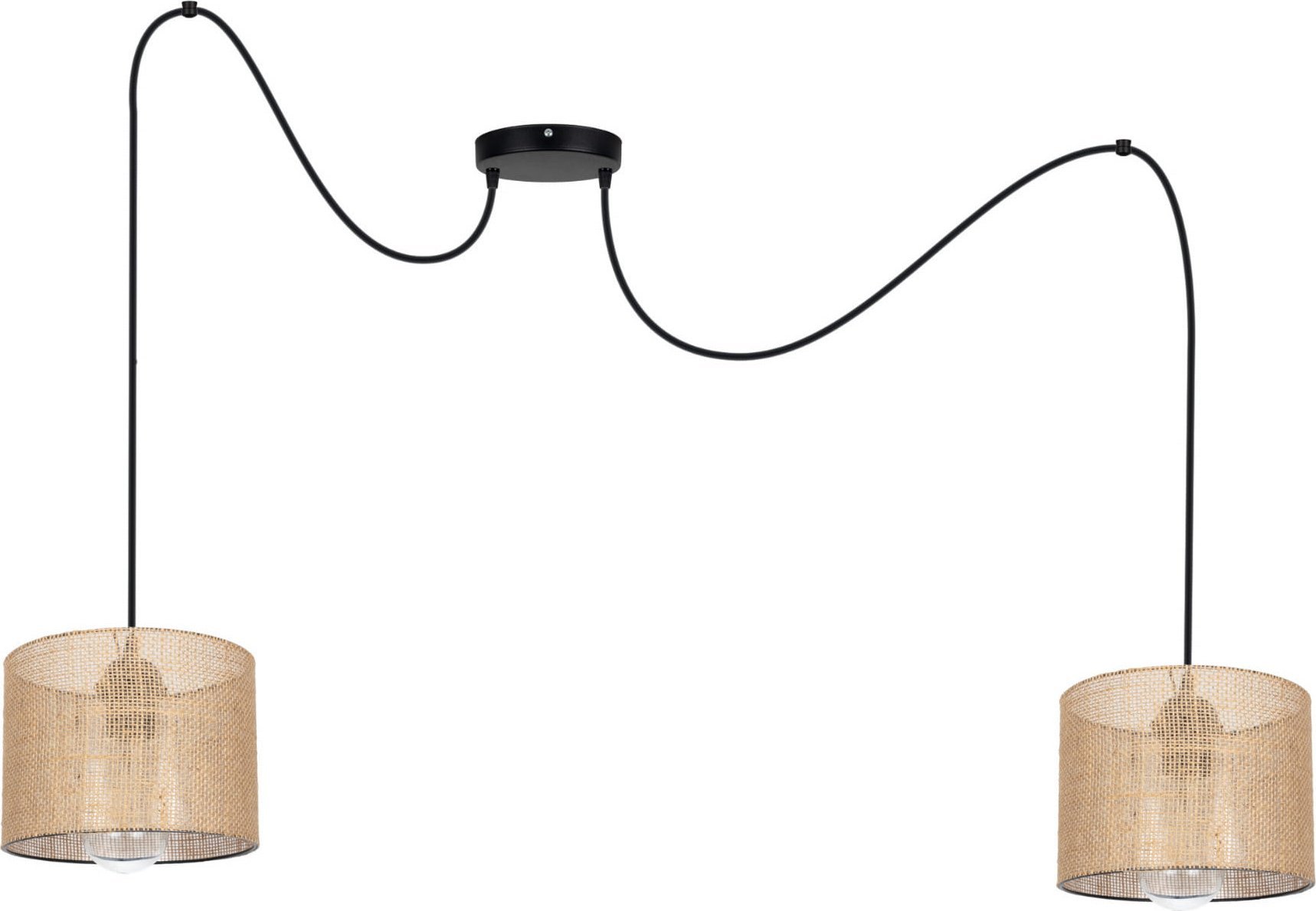 Lampa wisząca Solar Lampa sufitowa pająk BOHO len 2 żarówki czarna