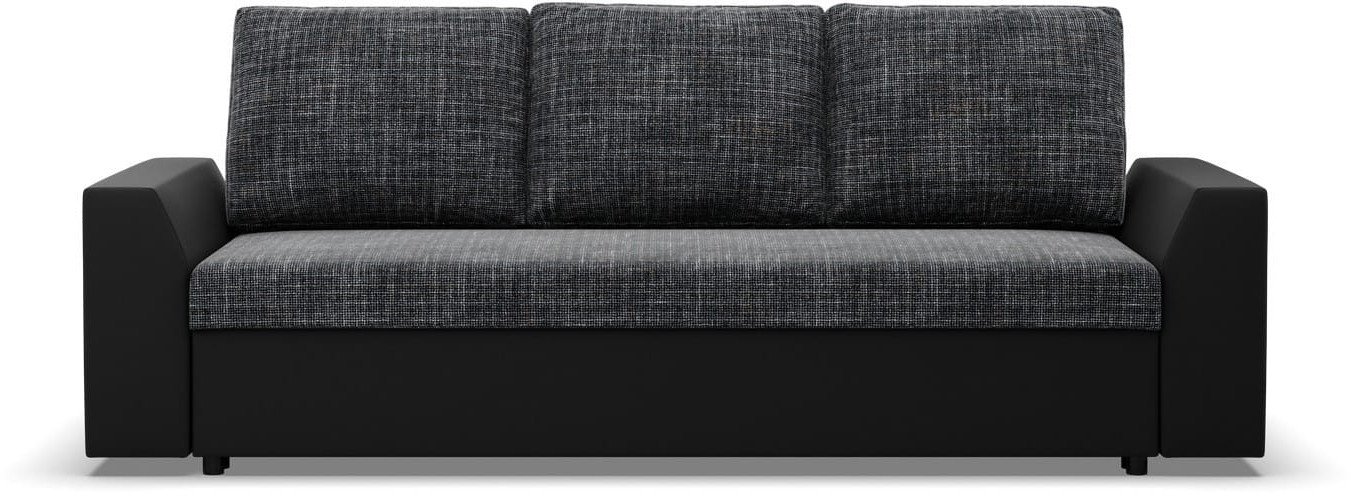 Kanapa rozkładana z funkcją spania, Viktor, ekoskóra, 232x92x92 cm, popiel, czarny | TYLETEGOTU