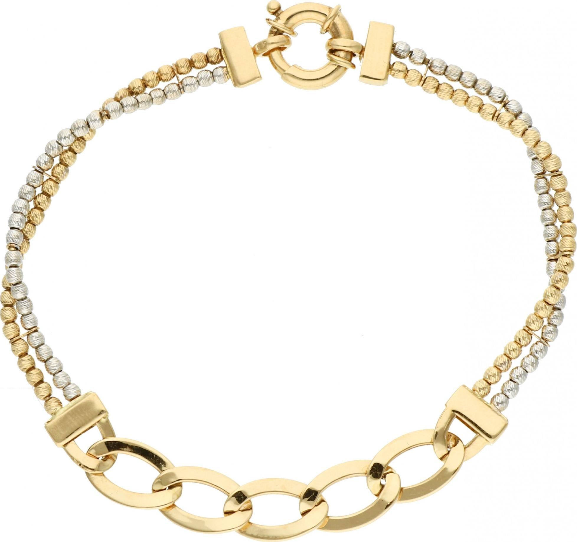 Rosanto Ciekawa złota bransoletka z diamentowanymi kulkami 18 cm 585 14k